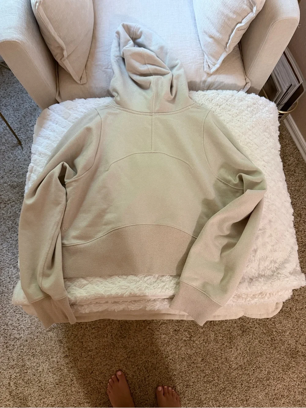 Lululemon Athletica Neutral Beige Cropped Pullover Sweatshirt
